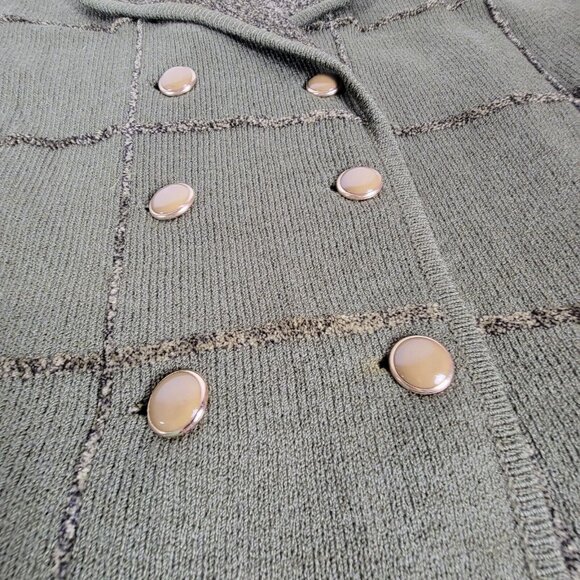 Rich and Levy Womens Medium Green Double Breasted Knit Work Blazer Jacket - Picture 6 of 7